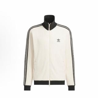 【adidas 愛迪達】adidas originals 三葉草 經典條紋復古立領外套 運動長袖外套 男女同款 奇妙白 JW0109