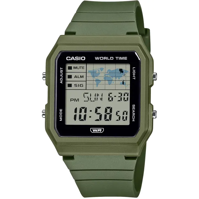 【CASIO 卡西歐】休閒方形電子錶-軍綠 手錶 學生錶 送禮 禮物(LF-30W-3A)