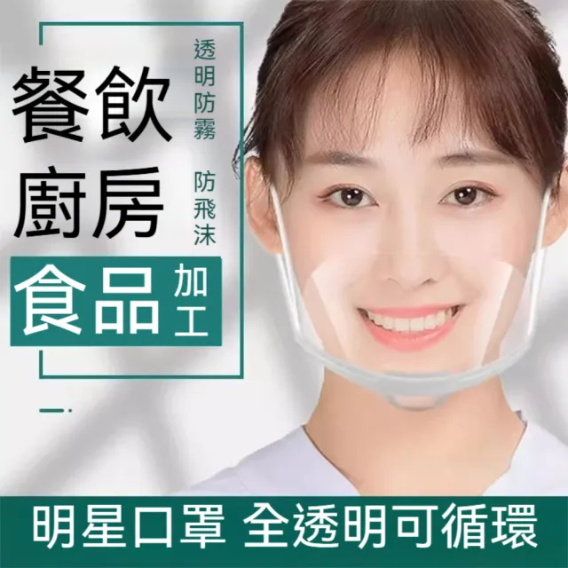 【茉家】可調不勒耳防飛沫透明口罩(5入)