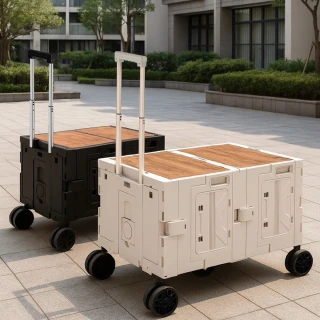【ONE HOUSE】大森越野5輪折疊購物收納車 買菜車 購物車 平拉推車(150L巨型折疊手推車_六開門 1入)