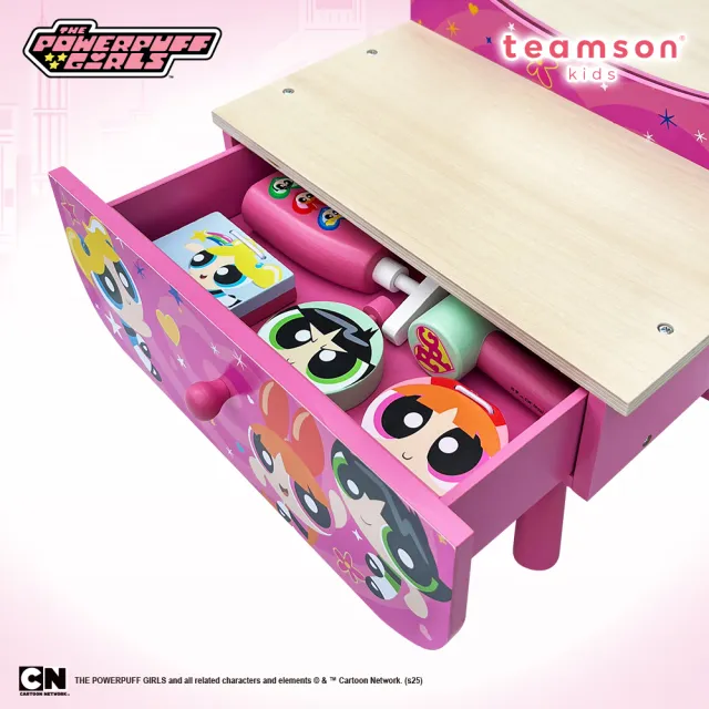 【Teamson】飛天小女警公主桌上型木製梳妝台組豪華版