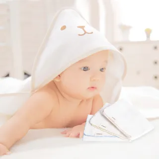 【Gennies 奇妮】純棉寶寶雙面包巾紗布巾超值組(嬰兒包巾 浴巾 口水巾 洗澡巾)