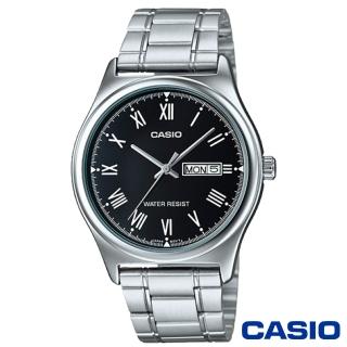 【CASIO 卡西歐】羅馬早晨俐落鋼帶男錶-黑/白x45.1mm(MTP-V006D-1B/7B)