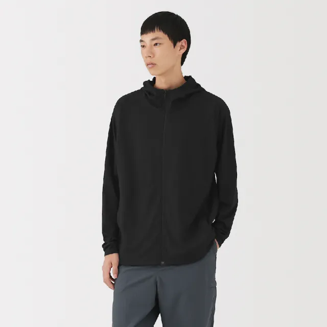 【MUJI 無印良品】男抗UV速乾可攜式拉鍊連帽外套(灰銀/黑色/煙燻藍)