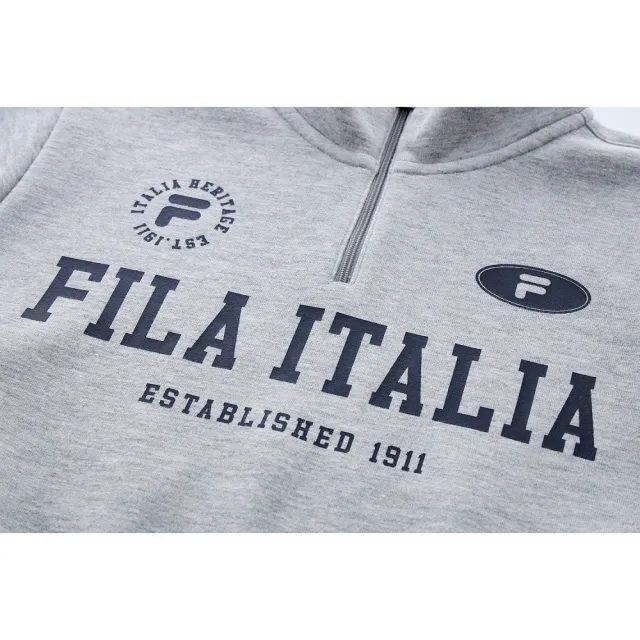 【FILA】KIDS 童半門襟長袖T恤-麻灰(1TEY-8701-MY)