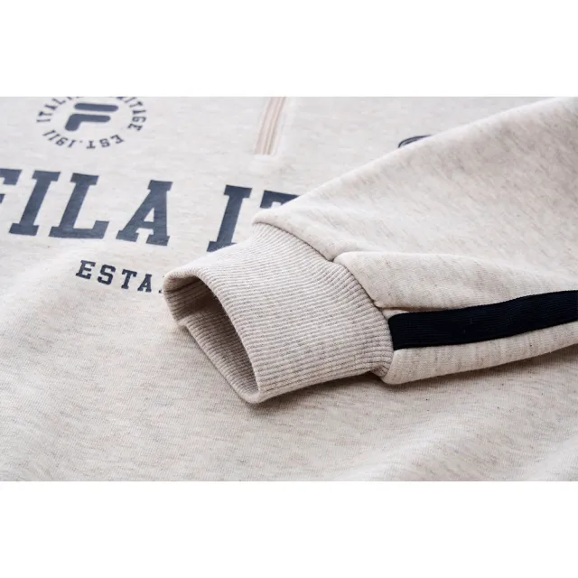 【FILA】KIDS 童半門襟長袖T恤-卡其(1TEY-8701-KK)