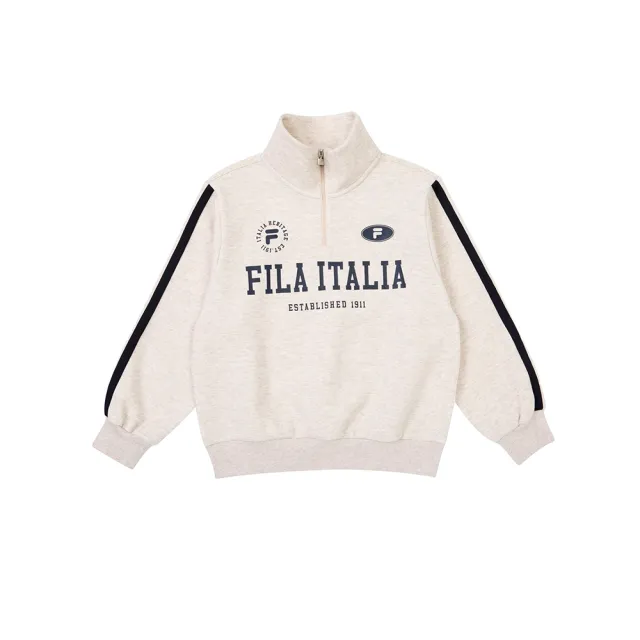 【FILA】KIDS 童半門襟長袖T恤-卡其(1TEY-8701-KK)