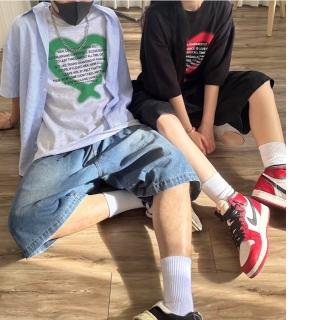 【AMERO】男女裝 牛仔短褲(男裝 女裝 七分牛仔短褲 鬆緊褲頭)