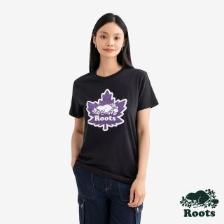 【Roots】Roots女裝- MAPLE LEAF LOGO 短袖上衣(石墨黑)