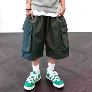 【AMERO】男女裝 工裝短褲(男裝 女裝 尼龍工裝短褲 七分 鬆緊褲頭)