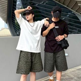 【AMERO】男女裝 豹紋短褲(男裝 女裝 豹紋短褲 鬆緊褲頭)