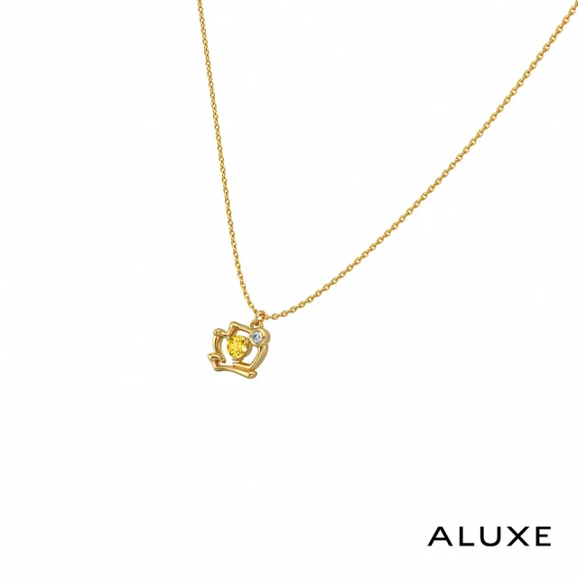 【ALUXE 亞立詩】10K金 黃寶石 鑽石項鍊 Winnie維尼 迪士尼 小熊維尼系列 NNDW002