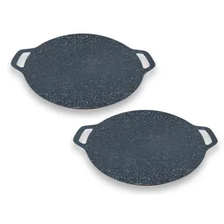 【JOJOGO 揪揪購】買一送一 萬用不沾烤盤 附收納袋(烤盤 露營 烤肉 不沾烤盤 IH爐 電磁爐適用)