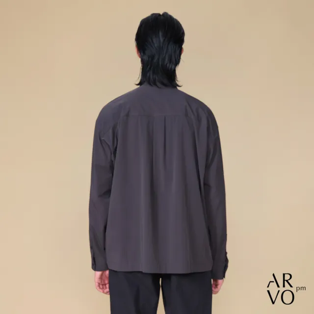 【ARVOpm】男女同款 短版寬鬆深灰色襯衫00082505104(雙11限定)