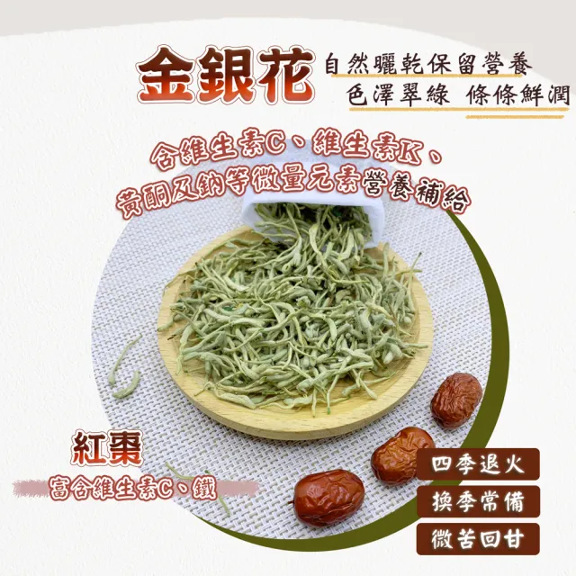 【蔘大王】退火金銀花茶組（60gX6）(清爽退火 神采煥發 忍冬茶 鴛鴦草茶)