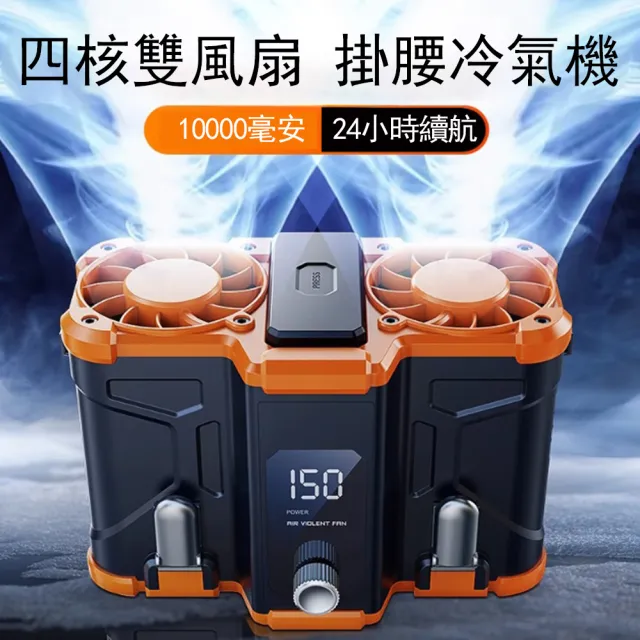 【Felsted 菲仕德】戶外雙風機掛腰風扇 兩電一充(腰間風扇 風扇 掛腰冷風扇 隨身電風扇)