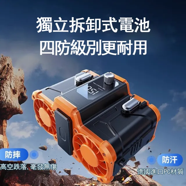 【Felsted 菲仕德】戶外雙風機掛腰風扇 兩電一充(腰間風扇 風扇 掛腰冷風扇 隨身電風扇)