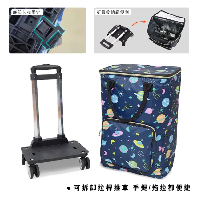【ONE HOUSE】熱血TOP1 奈拉保溫輪折疊購物車_特大收納包+拉桿車 1組 任選(買菜車/收納推車/推車)