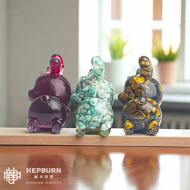 【赫本珠寶】($799)奧剛水晶小碎石晚安趴趴兔可愛擺件-天河石晚安趴趴兔(藍)