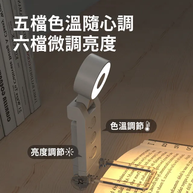 【YOLOMO】書夾式燈學習閱讀燈 夾式LED護眼檯燈 學習辦公閱讀燈(五段色溫/6檔調光/定時書桌燈)