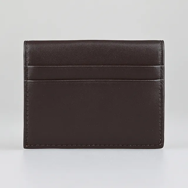 【Michael Kors】MK MICHAEL KORS Hamilton Legacy 鎖頭金字LOGO牛皮2卡釦式卡片零錢包(巧克力棕)