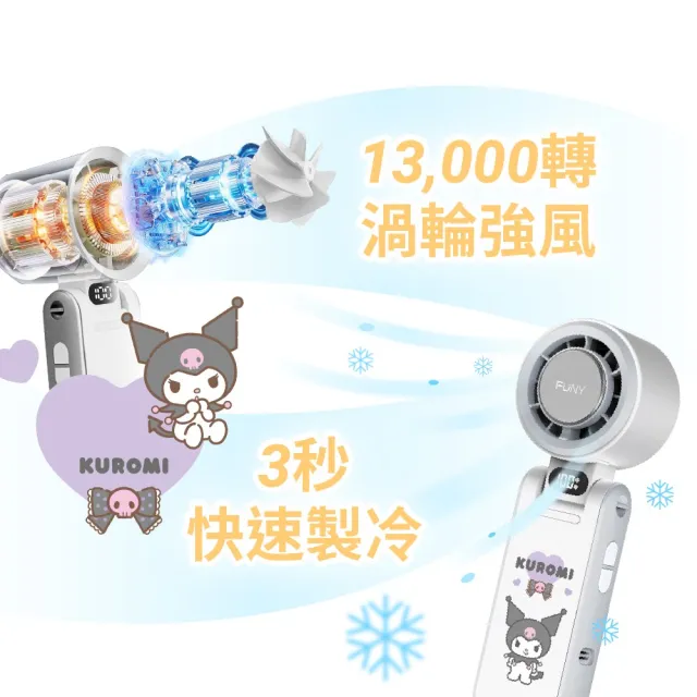 【FUNY】正版授權 三麗鷗冰鎮渦輪多功能手持風扇 (酷洛米 帕恰狗) 手持 脖掛 桌立 3秒製冷 100段風)