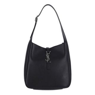 【YSL】SAINT LAURENT LE 5 A 7 Hobo Small 小款 粒面牛皮 鹿皮 肩揹包 黑色 銀扣 713938