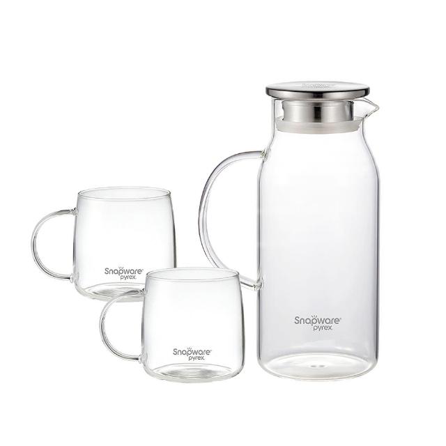 【CorelleBrands 康寧餐具】淨漾直身耐熱玻璃1壺2杯組(1750mlx1+500mlx2)