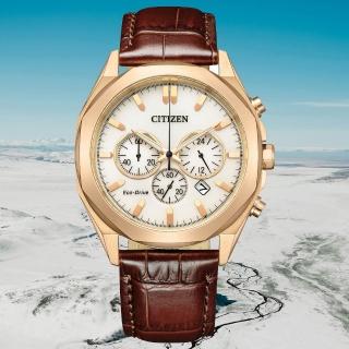 【CITIZEN 星辰】Chronograph 八角造型三眼計時光動能男錶/41mm 父親節 (CA4593-15A)