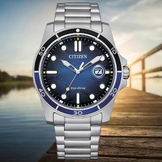 【CITIZEN 星辰】GENTS 海水藍大三針光動能男錶/41.5mm 父親節 (AW1810-85L)