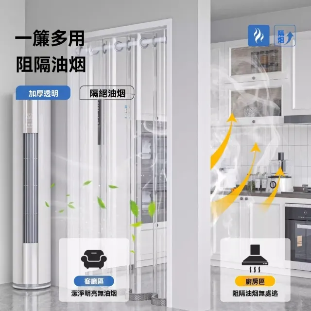 【大城小居】免打孔客廳臥室冷氣空調擋風簾/廚房油煙味隔斷簾 磁吸款(適用門寬55-75cm 簾寬90高190)