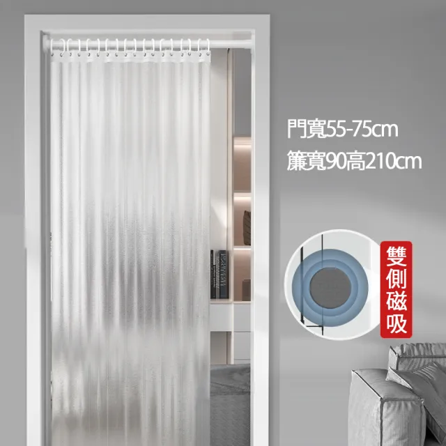 【大城小居】免打孔客廳臥室冷氣空調擋風簾/廚房油煙味隔斷簾 磁吸款(適用門寬55-75cm 簾寬90高190)