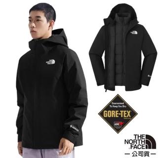 【The North Face】男 GORE-TEX 防風防水透氣二件式連帽外套 亞洲版型.風雨衣(83RR-GOE 潮流黑)