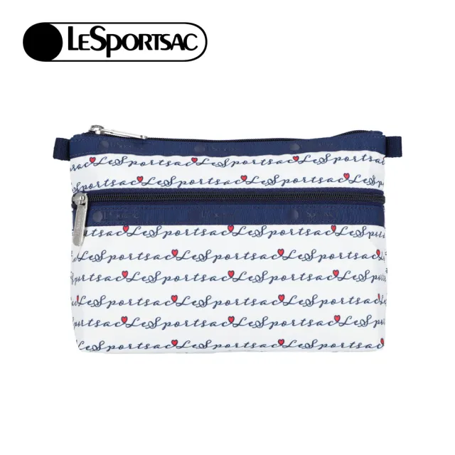 【Lesportsac】Cosmetic Clutch 雙層拉鍊收納化妝包 收納袋 盥洗包 送禮 禮物 推薦 女包(藍調手札)