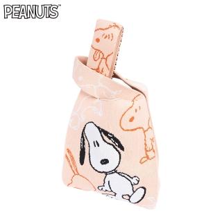 【SNOOPY 史努比】史努比歪頭針織手提袋(購物袋 環保袋 手提包)