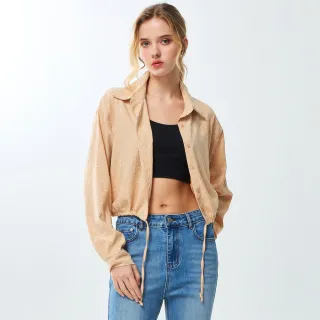 【MON’S】法式絲麻燙鑽幾何襯衫上衣