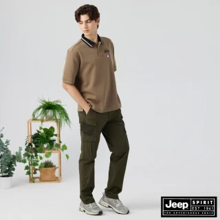 【JEEP】男裝 多口袋輕量工裝長褲(綠色)