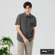 【JEEP】男裝 機能造型口袋工裝短袖襯衫(炭灰色)