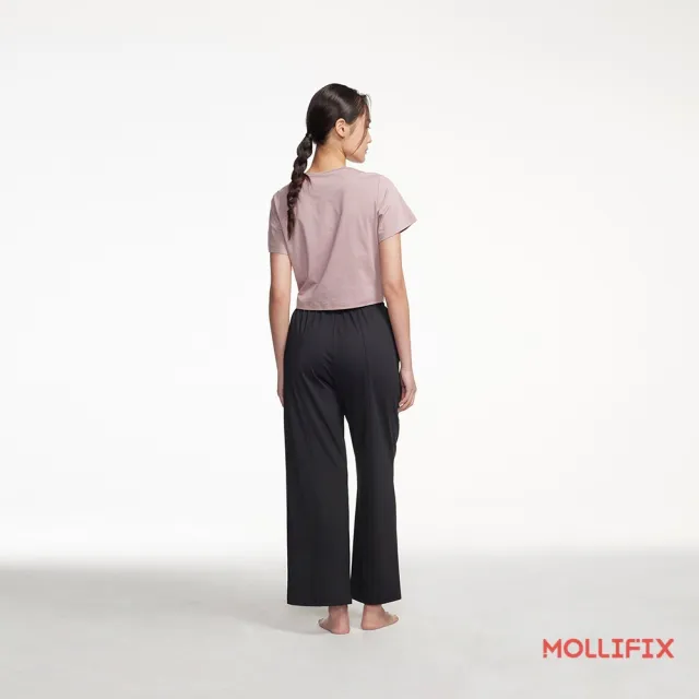 【Mollifix 瑪莉菲絲】MOLLIFIX 高彈修身 開衩寬長褲(No. 84004)