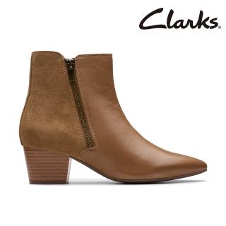【Clarks】女鞋 Ellanie Vibe 尖頭百搭側拉鍊踝靴 短靴 靴款(CLF80066B)