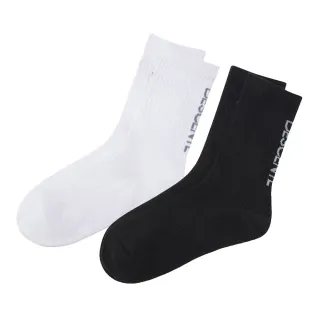 【DESCENTE】迪桑特 中性 基本款直條字樣運動中筒襪(黑色/白色)