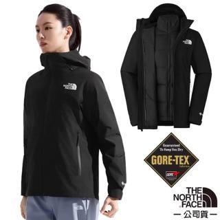 【The North Face】女 GORE-TEX 防風防水透氣二件式連帽外套 亞洲版型.風雨衣(8EWR-GOE 潮流黑)