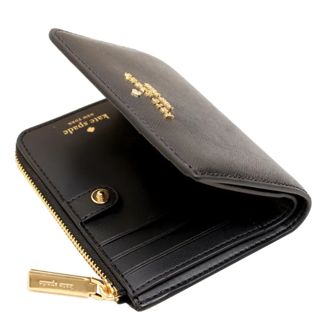 【KATE SPADE】MODISON經典立體LOGO防刮皮革短夾(經典黑)