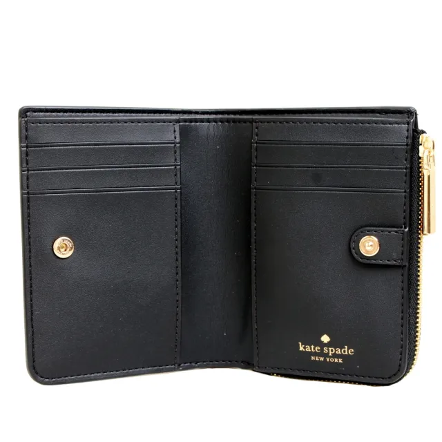 【KATE SPADE】MODISON經典立體LOGO防刮皮革短夾(經典黑)