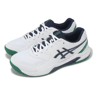 【asics 亞瑟士】網球鞋 GEL-Dedicate 8 2E 寬楦 男鞋 白 藍 綠 支撐 緩衝 運動鞋 亞瑟士(1041A410105)