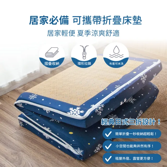 【R.Q.POLO】單人加大5cm 新絲柔抗菌亞藤蓆三折床墊 3.5x6尺 (多款任選)