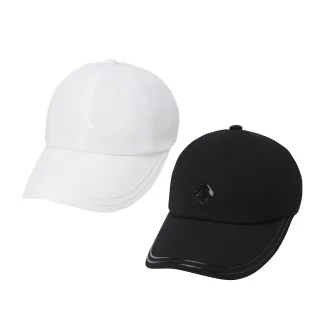 【DESCENTE】GOLF 迪桑特 女士 可拆式雙入蝴蝶結加大帽簷棒球帽 高爾夫球帽(黑色/白色)