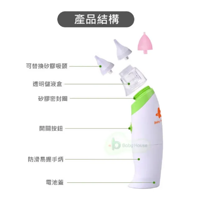 【BABY HOUSE】愛兒房電動吸鼻器(台灣製造 電池式 免充電 免插電)