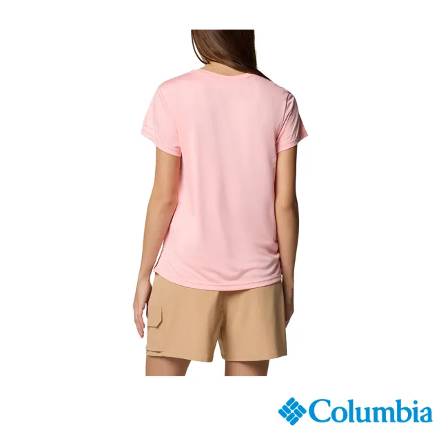 【Columbia 哥倫比亞】女款- 快排短袖上衣-粉紅色(UAR33490PK/JS)