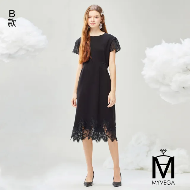 【MYVEGA 麥雪爾】MA休閒風燙鑽/蕾絲/印花造型短洋裝-多款任選(女上衣/涼感/短袖/連身洋裝)